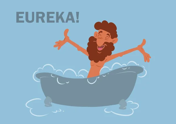 Eureka Arşimet Yunan Banyo Çizgi Film Fizik — Stok fotoğraf