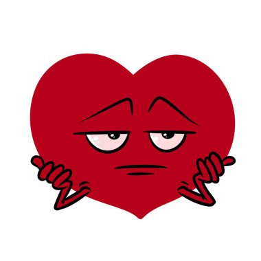 Kalp hüzünlü melankolik minimalizm karakter karikatür çizimi