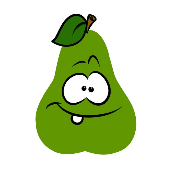 Alegre Verde Pera Fruta Carácter Dibujos Animados Ilustración Aislado Imagen — Foto de Stock