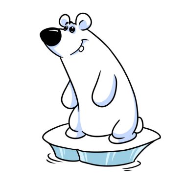 Kutup ayısı yüzen buz kütlesi buz hayvan karakter karikatür görüntü illüstrasyon izole