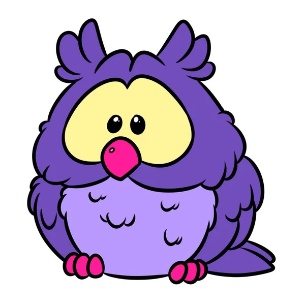 Owl Fågel Djur Tecknad Illustration Isolerade Teckenbild — Stockfoto