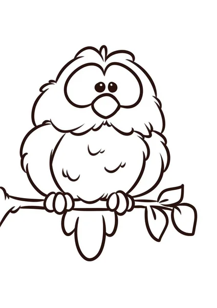 Owl Bird Tree Branch Sits Animal Character Cartoon Illustration Isolated — Stock Photo, Image