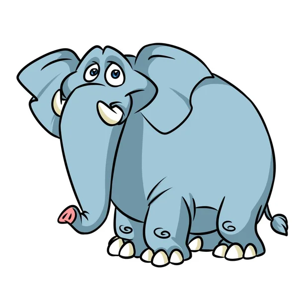 Velký Druh Modrý Slon Kreslená Postava Ilustrace Izolované Obrázek — Stock fotografie