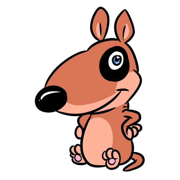 Cane Divertente Seduto Sorriso Animale Personaggio Cartone Animato Illustrazione Isolato — Foto Stock