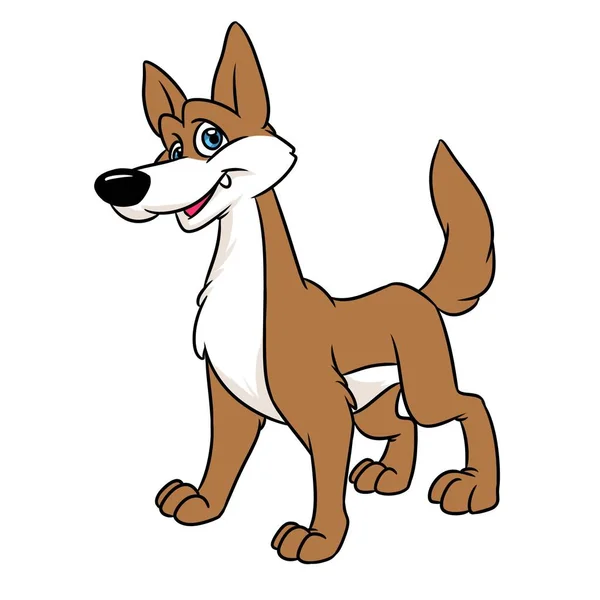 Chien Drôle Sourire Animal Personnage Dessin Animé Illustration Image Isolée — Photo