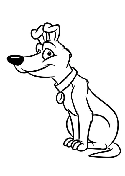 Hund Sitzen Lächeln Tier Charakter Cartoon Illustration Isoliert Bild Färbung — Stockfoto