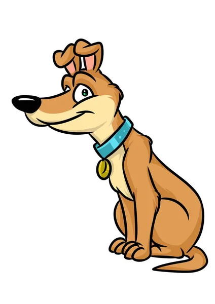 Hund Sitzen Lächeln Tier Charakter Cartoon Illustration Isoliert Bild — Stockfoto