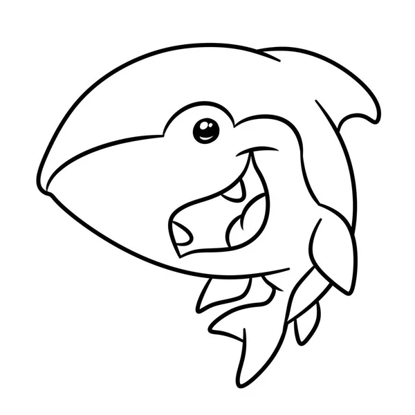 Pequeno Tubarão Personagem Animal Colorir Página Desenho Animado Ilustração Imagem — Fotografia de Stock