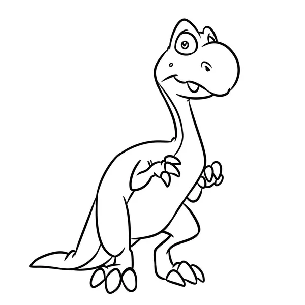 Хижак Динозавр Мультяшна Ілюстрація Ізольоване Зображення Розмальовка Сторінка — стокове фото
