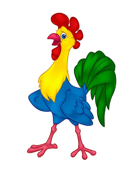 Funny Rooster Bird Animal Character Cartoon Illustration Isolated Image — Stock Photo, Image