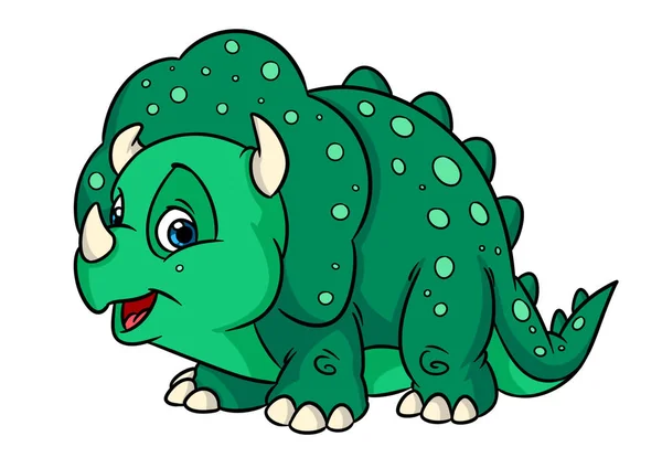 Rolig Triceratops Dinosaurie Djur Tecknad Illustration Isolerade Teckenbild — Stockfoto
