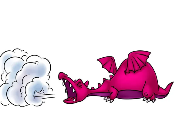 Fairy tale dragon smoke medieval cartoon illustration isolated image