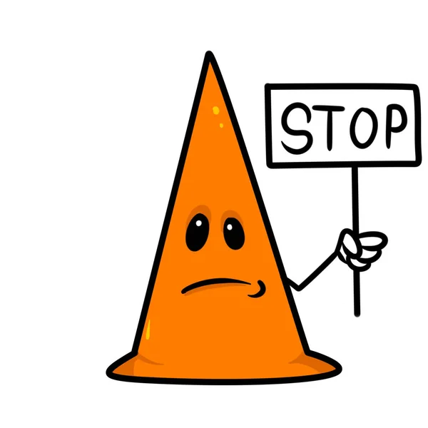 三角形の停止標識文字漫画イラスト分離イメージ — ストック写真