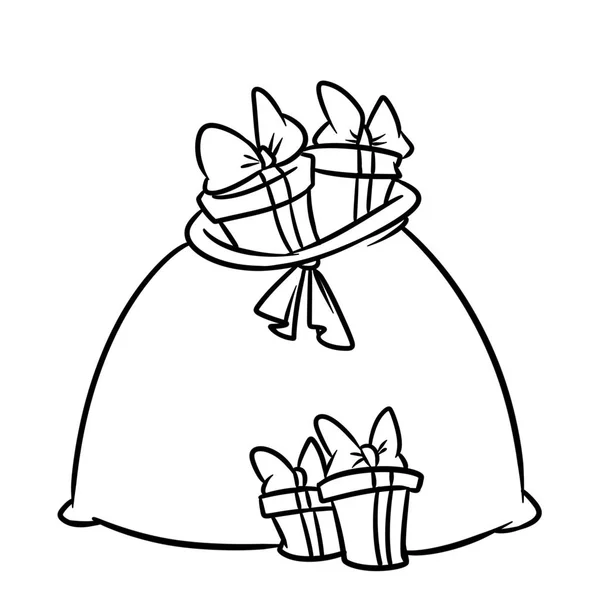 New Year Gift Bag Coloring Page Cartoon Illustration Isolated Image — Stock Photo, Image