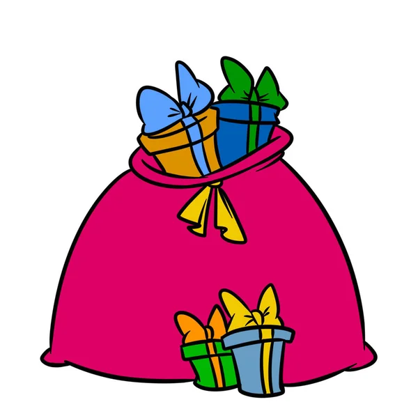 Ano Novo Gift Bag Desenho Animado Ilustração Imagem Isolada — Fotografia de Stock