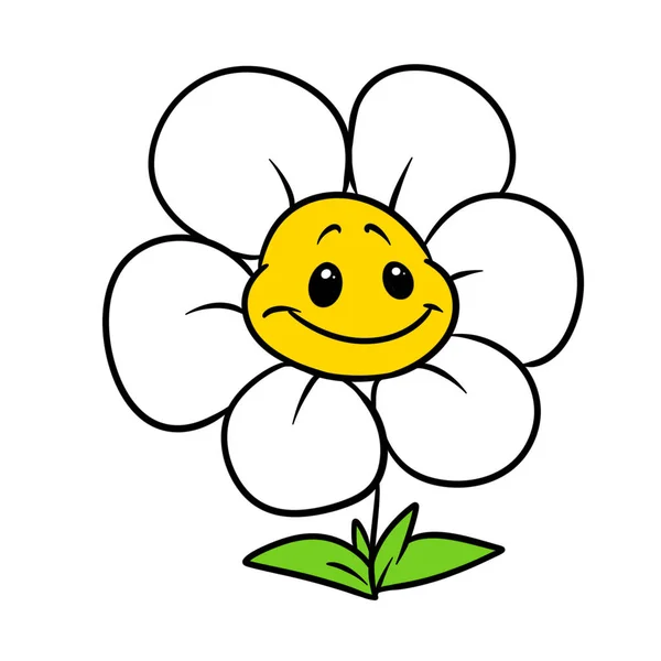 Flower cheerful daisy character plant cartoon illustration isolated image