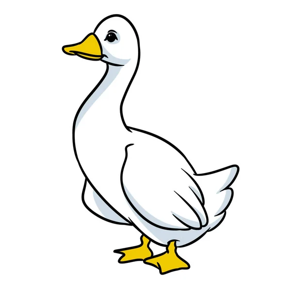 Bianco Oca Uccello Cartone Animato Illustrazione Isolato Immagine Animale Carattere — Foto Stock