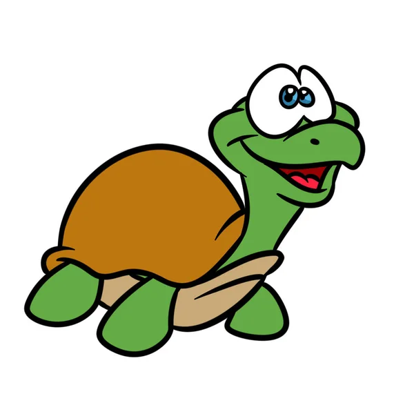 Sköldpadda Liten Djur Tecknad Serie Illustration Isolerade Bild — Stockfoto