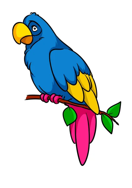 Parrot Macaw Bird Animal Character Cartoon Illustration Isolated Image — Stock Photo, Image