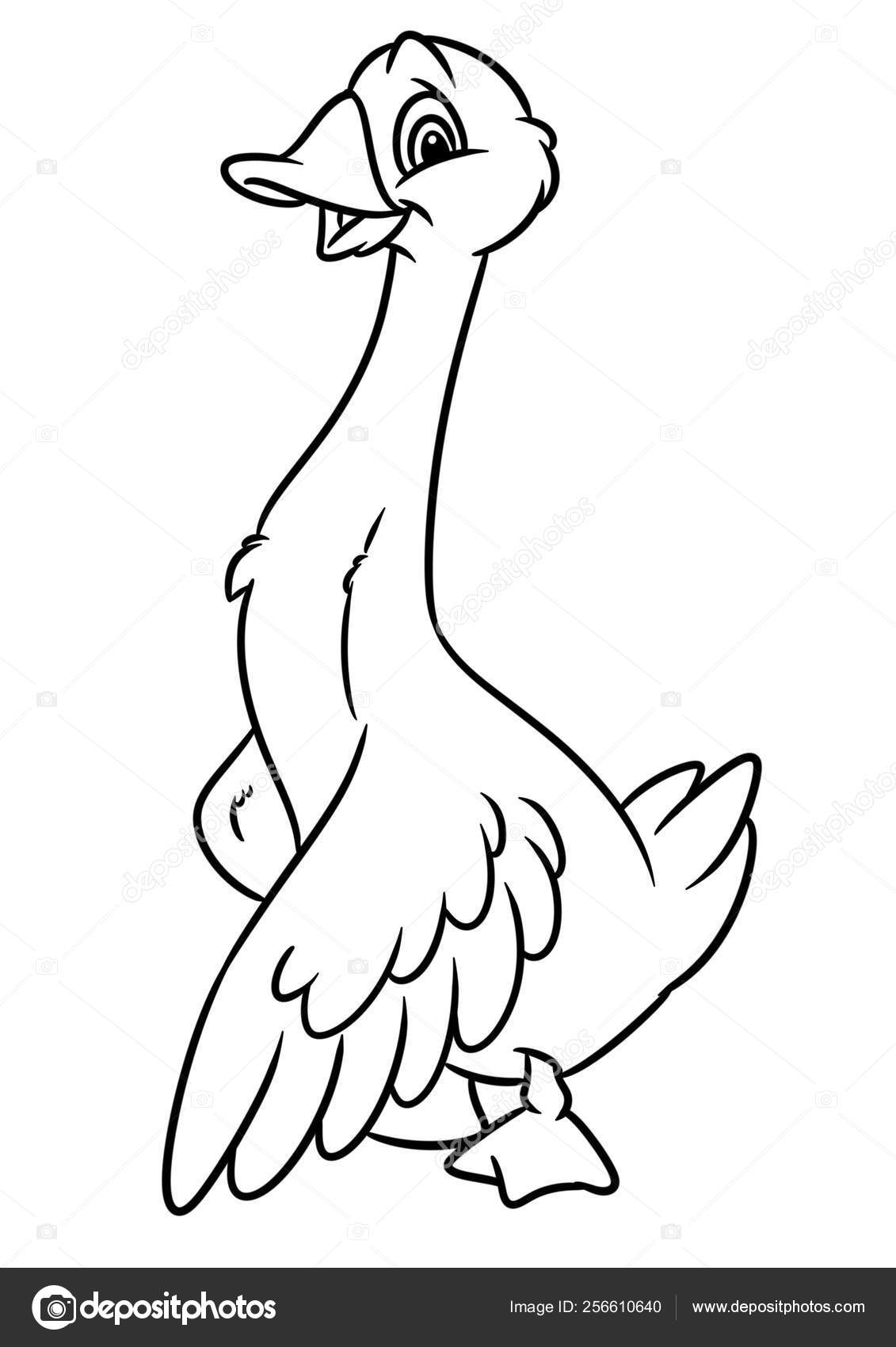 Funny Goose Animal Character Cartoon Illustration Isolated Image Coloring  Page Stock Photo by ©Efengai 256610640