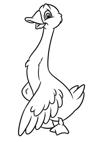 Funny Goose Animal Character Cartoon Illustration Isolated Image Coloring Page — Stock Photo, Image