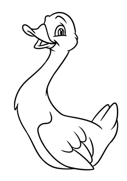 Duck Funny Animal Character Cartoon Illustration Isolated Image Coloring Page — Stock Photo, Image