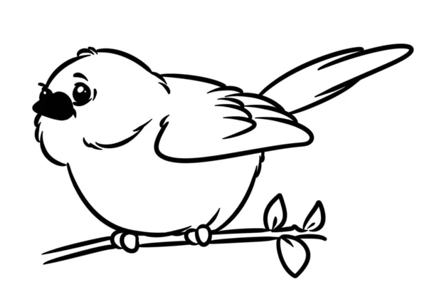 Canary Little Yellow Bird Animal Character Sitting Branch Cartoon Illustration — Stock Photo, Image