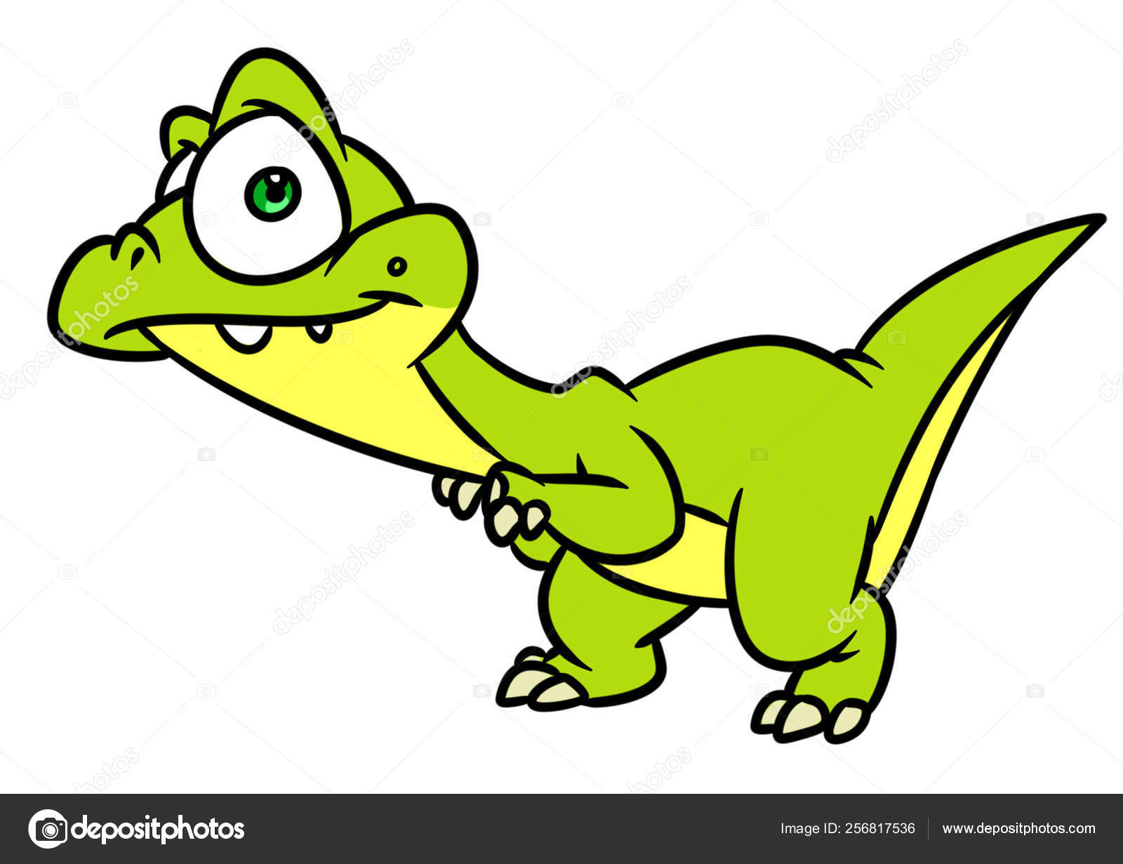 Little Dinosaur Raptor Big Eyes Animal Character Cartoon Illustration  Isolated Stock Photo by ©Efengai 256817536