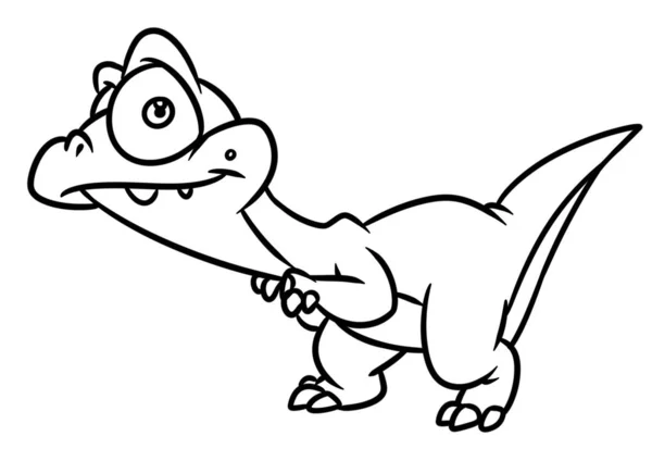 Pequeno Dinossauro Raptor Olhos Grandes Personagem Animal Desenho Animado Ilustração — Fotografia de Stock