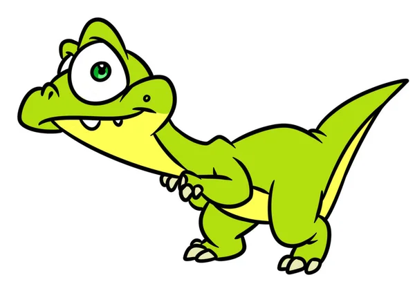 Petit Rapace Dinosaure Gros Yeux Animal Personnage Dessin Animé Illustration — Photo