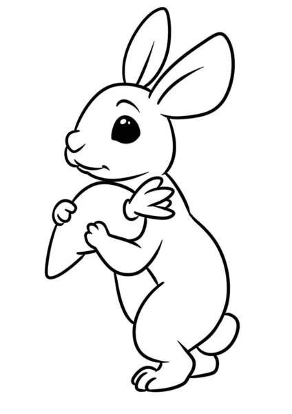 Lapin Blanc Drôle Mignon Carotte Animal Caractère Illustration Isolé Image — Photo