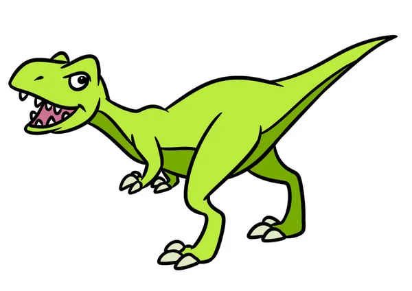 Rov Giriga Dinosaurie Raptor Djur Karaktär Tecknad Illustration Isolerad Bild — Stockfoto