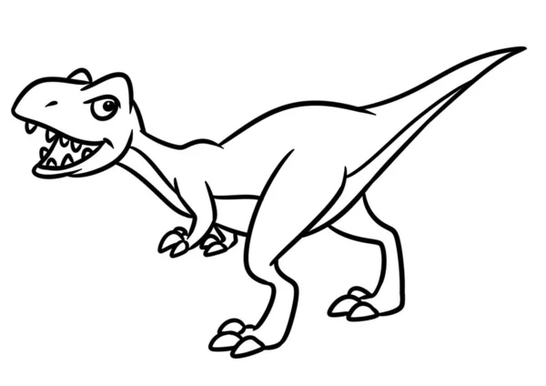 Räuberische Dinosaurier Raptor Tier Charakter Cartoon Illustration Isoliert Bild Ausmalseite — Stockfoto