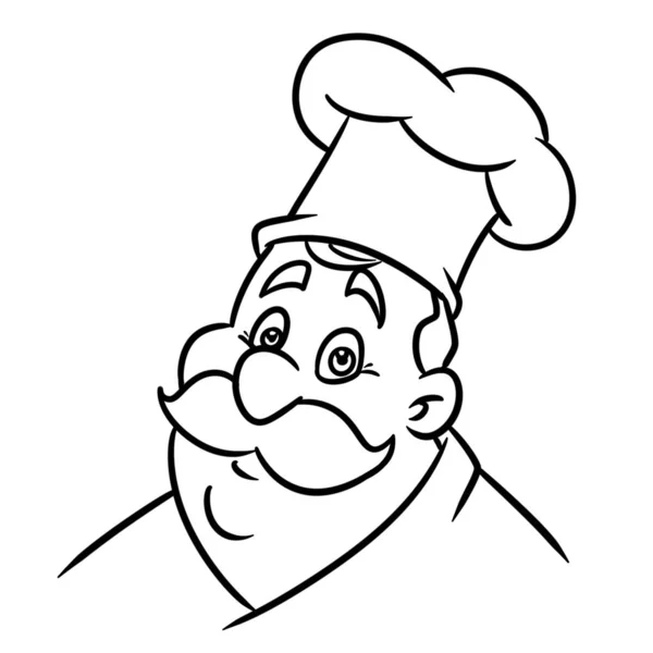 Χαρακτήρας Πορτρέτο Chef Μάγειρας Μαγειρική Κινούμενα Σχέδια Εικόνα Απομονωμένη Σελίδα — Φωτογραφία Αρχείου