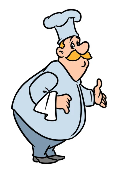 Karakter Fat Chef Cook Culinaire Cartoon Illustratie Geïsoleerde Afbeelding Handgebaar — Stockfoto