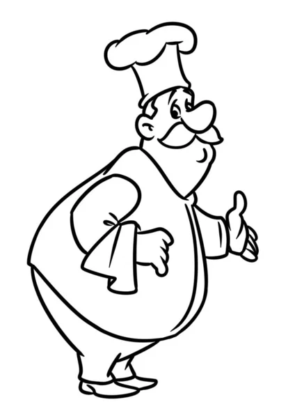 Karakter Fat Chef Cook Culinaire Cartoon Illustratie Geïsoleerde Afbeelding Handgebaar — Stockfoto