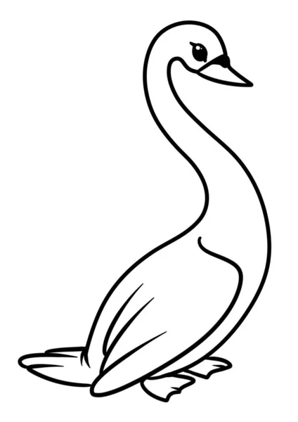 White Swan Bird Animal Character Cartoon Illustration Isolated Image Coloring — Stock Photo, Image