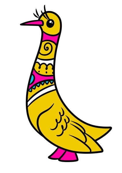 Estilo Pájaro Patrón Folklore Animal Personaje Dibujo Animado Ilustración Imagen —  Fotos de Stock