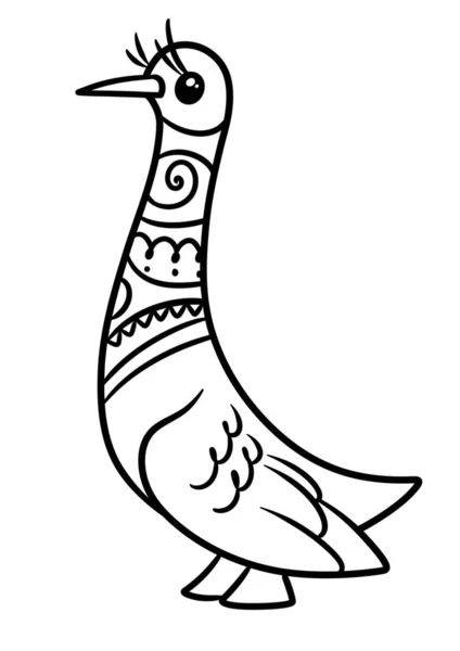 Fågel Stil Folklore Mönster Djur Karaktär Tecknad Illustration Isolerad Bild — Stockfoto