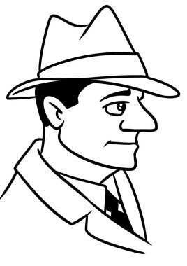 Adam resim illüstrasyon izole karikatür portre sayfa boyama şapka