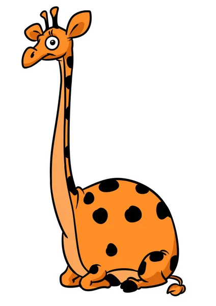 Gros Girafe Assis Animal Personnage Dessin Animé Illustration Isolé Image — Photo