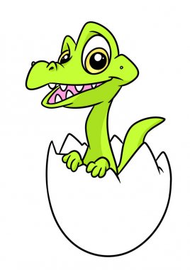 Küçük timsah yumurta doğum günü hayvan karakter karikatür illüstrasyon izole görüntü