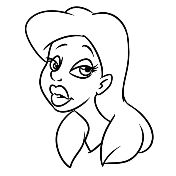 Beautiful Redhead Girl Portrait Cartoon Illustration Isolated Image Coloring Page — Stock Photo, Image