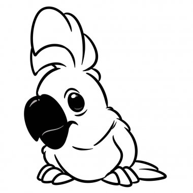 Güzel kakadu papağan boyama sayfası hayvan kuş karakter karikatür illüstrasyon izole görüntü