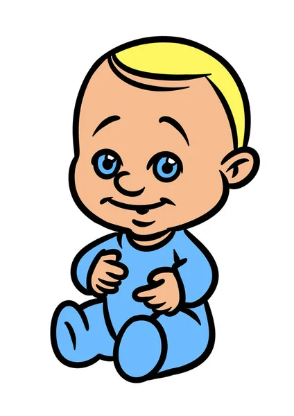 小さな赤ちゃん男の子の男の子の全体的なキャラクター漫画のイラスト孤立した画像 — ストック写真