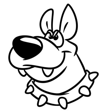 Büyük köpek kafası amblemi boyama sayfası hayvan karakter karikatür illüstrasyon izole görüntü