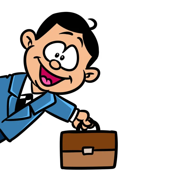 Piccolo Uomo Affari Valigetta Successo Personaggio Cartone Animato Illustrazione Isolato — Foto Stock