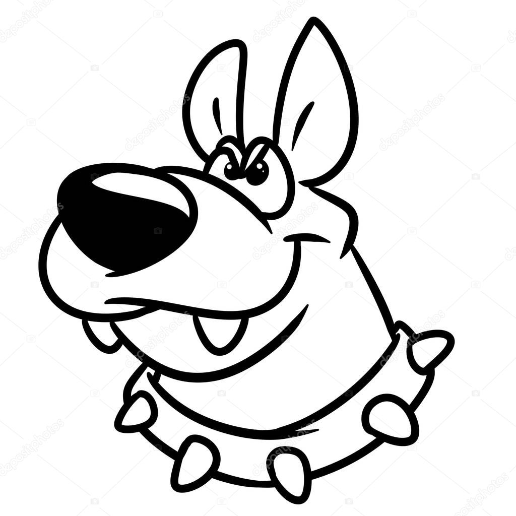Big dog head emblem coloring page animal character cartoon illustration isolated image