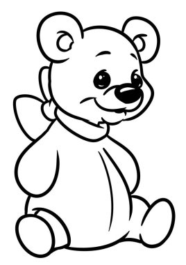 Oyuncak büyük oyuncak ayı oturan karikatür illüstrasyon izole resim boyama sayfası 