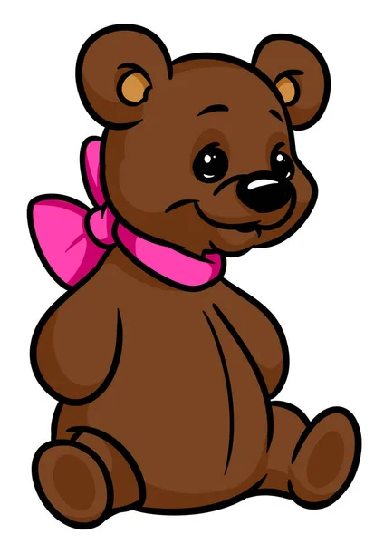 Toy Big Teddy Bear Sitting Cartoon Illustration Isolated Image — Stock Photo, Image